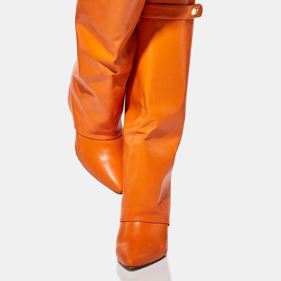 AZALEA WANG HAPPILY " TOTALLY CUFFED " WEDGE BOOT IN ORANGE ( BRAND NEW ! ) - Picture 4 of 6